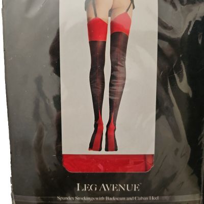 Contrast Top Cuban Heel Back Seamed Stockings Style 9705 Thigh High